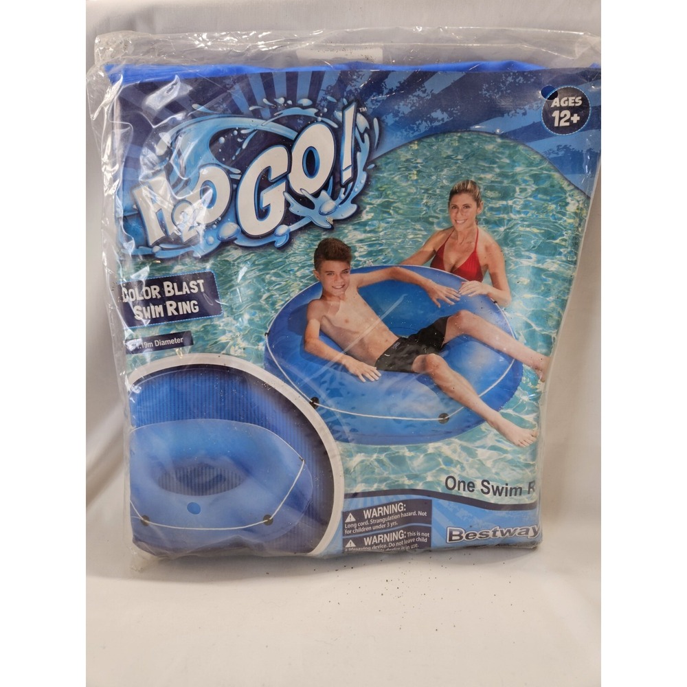 H2O Go! Large Blue Color Blast Swim Ring Inflated Size: 41.7 In. X 10.6 In Tube